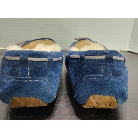 UGG Women 10 EU 40 Peacock Blue Dakota Moccasins Slippers Sherling Lined - Picture 3 of 12